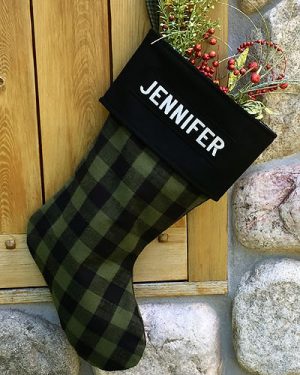 Buffalo Plaid Flannel Personalized Christmas Stockings Green