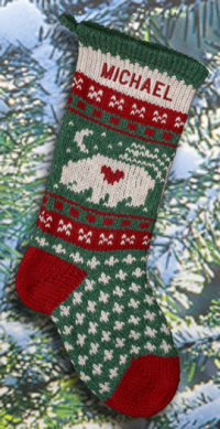 Bear Personalized Christmas Stocking knitted